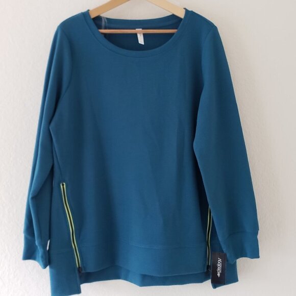 NWT - Ideology Athleisure Side-Zipper long Sleeve Top - Size L - Picture 2 of 6